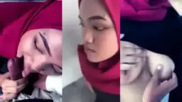 Ukhti Hijab Merah Crot di Mulut